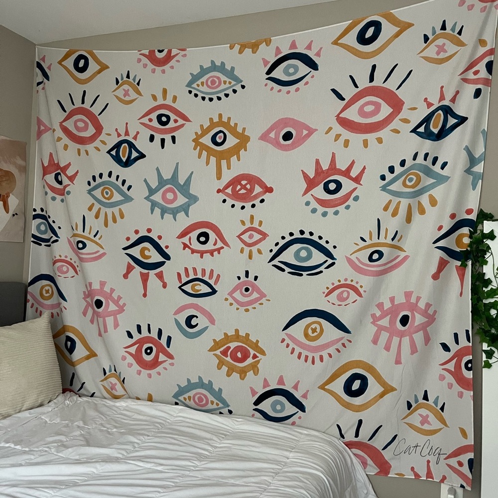 Mystic Eyes - Primary Palette Wall Tapestry (88” x 104”)